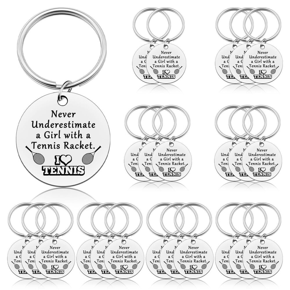 6201 24 Pcs Tennis Keychain Tennis Lovers Gift Inspirational Keychain